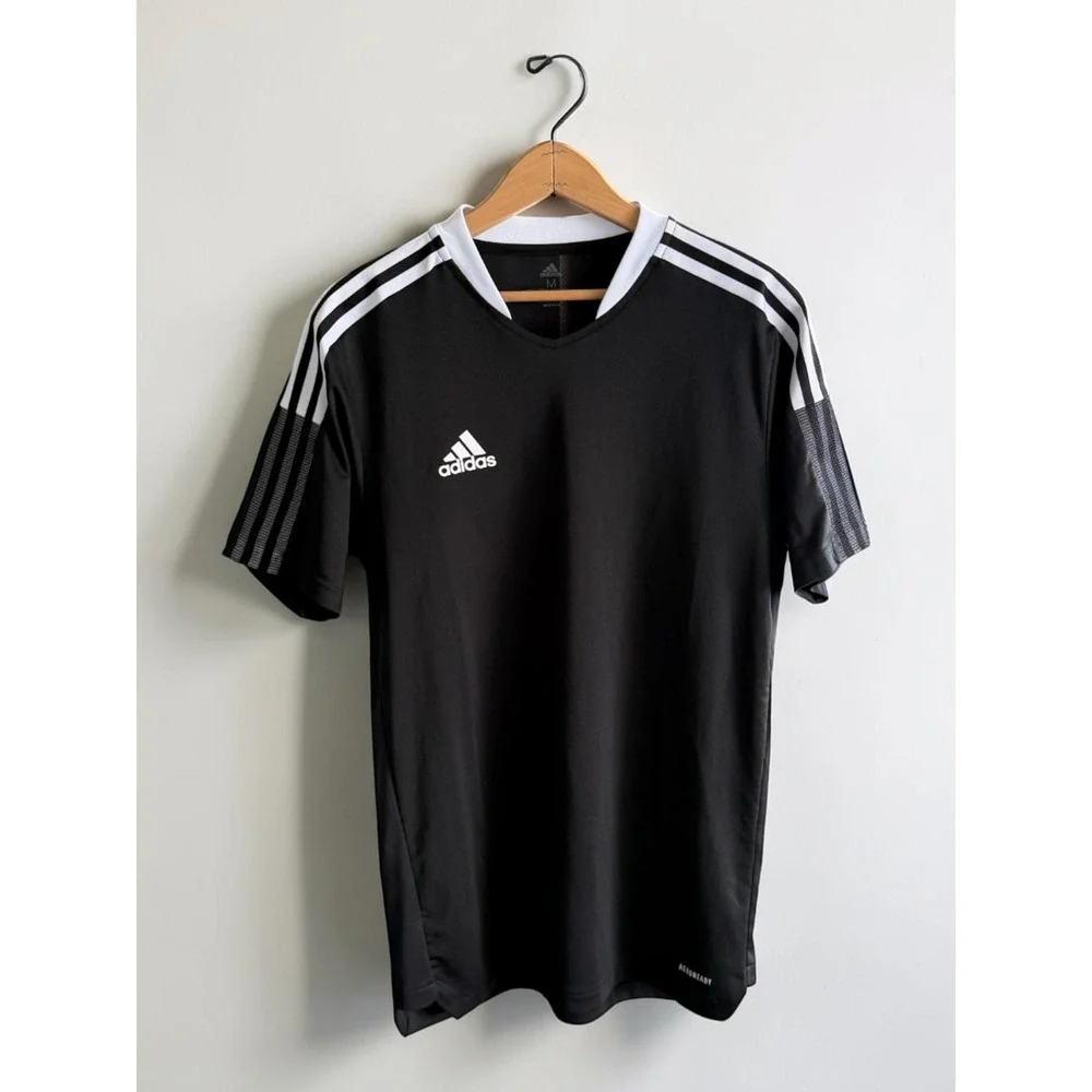 Adidas Aeroready Soccer Training Jersey Black White Medium